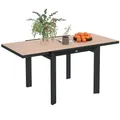 Outsunny Gartentisch Ausziehbarer Aluminium 80/160x80 cm Wetterfest Balkontisch rutschfest Buffettisch Campingtisch für 6 Personen Terrassentisch Outdoor Esstisch für Garten, Terrasse Balkon Naturholz