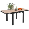 Gartentisch Ausziehbarer Aluminium 80/160x80 cm Wetterfest Balkontisch Naturholz