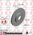2x ZIMMERMANN Bremsscheibe 600.3221.52 für AUDI SEAT SKODA VW