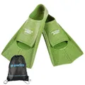 Aqua Speed RECO Set HIGH TECH Kurze Schwimmflossen für Erwachsene und Kinder + ULTRAPOWER #Swim Beutelrucksack | Herren | Damen | Trainingsflossen | Farbe:limetten lagune/12, Größen:37/38