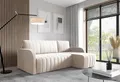 LIKMA Ecksofa Otto L-Form 224 cm Creme Moderne Sofas & Couches - Velvet Sofa mit Schlaffunktion - Schlafsofa mit Bettkasten - Wohnlandschaft mit Bettzeugbehälter, Stoff: Jasmine 21