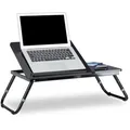 Relaxdays Laptoptisch 10013215, aus Holz, höhenverstellbar, winkelverstell- und klappbar, 60 x 21 x 35 cm