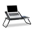 Relaxdays Laptoptisch Lapdesk Betttisch Betttablett Notebook-Tisch Beistelltisch Laptop BTH 60 cm x 35 cm x 24 cm Holz schwarz mit Leseklappe höhenverstellbar klappbar, 10013215, 35 x 75 x 40 cm