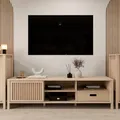 Forte JYTANA TV-Schrank 170 180, skandinavisches Low-Board mit Stauraumfach und Schublade, Riva Eiche Holzdekor, 174,8 cm breit x 49,9 cm hoch x 40,2 cm tief