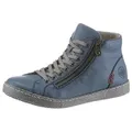Rieker Schnürboots, Schnürstiefelette, Casual-Boots mit Reißverschluss außen blau 40 EU