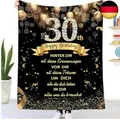 30. Geburtstag Geschenke Decke für Frauen Manner, Kuscheldecke Flauschige