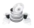 Camp4 Black-White Premium Melamin Geschirr-Set, 16-teilig