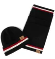Lonsdale Unisex Schal und Mütze Set BUTLEIGH, Black/Dark Red/Ecru, one Size, 116005
