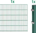 Alberts Doppelstabmattenzaun - Anbauset, Höhe 100 cm, Länge 2 m, grün, zum Einbetonieren