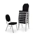 MACOShopde by MACO Möbel Raburg Stapelstuhl 8er-Set – Bankettstuhl gepolstert & stapelbar, bis 150 kg belastbar, robuster Stahlrahmen – Gastronomie, Hotel, Konferenz & Events | Vienna Silber/Schwarz