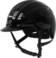 Covalliero Reithelm Elite, Damen Reithelm, Optimale Belüftung, Kunstlederriemen, Herausnehmbares Innenfutter, ABS Hartschale, lackschwarz, M/56-58cm
