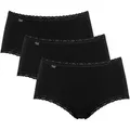 sloggi Midislip 24/7 Cotton Lace (3er Pack) mit zarter Spitze, Baumwollmischung. blickdicht, hüftiger Schnitt schwarz 42