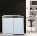 respekta Miniküche MK100WCSV | Küchenzeile 100 cm mit Glaskeramik-Kochfeld & Kühlschrank | Singleküche | Weiß, F (Spektrum A bis G)
