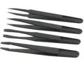 Donau Elektronik 4-teiliges Kunststoff Pinzetten Set, hitzebeständig bis 120°C