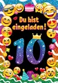 JuNa-Experten 12 Einladungskarten zum 10. Kindergeburtstag für Mädchen – Kartenset für Kindergeburtstag – Einladungen zum zehnten Geburtstag