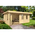 LASITA MAJA Blockbohlenhaus "Baruda", BxHxT: 570 x 222,3 x 415 cm (Außenmaß inkl. Dachüberstand), naturbelassen - braun