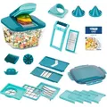 Genius Nicer Dicer Chef Professional Gemüsescheider 23-tlg. Gemüsehobel manuell mit 5.2L großem Auffangbehälter Frischhaltedeckel, Spiraleinsätze