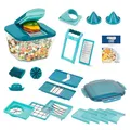 Nicer Dicer Chef Professional Gemüsescheider 23-tlg. Gemüsehobel manuell mit 5.2L großem Auffangbehälter Frischhaltedeckel, Spiraleinsätze, Tomatenschneider, Julienne, Salatschneider mit Rezeptbuch