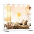 COSTWAY Hollywood Spiegel mit 14 dimmbaren LED-Leuchten, 3 Lichtfarben, 2-in-1 Tischspiegel & Wandspiegel mit Metallständer, Schminkspiegel Kosmetikspiegel mit Smart-Touch-Steuerung, 50 x 18 x 43 cm