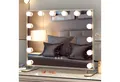 COSTWAY LED-Lichtspiegel, 2-in-1 Tischspiegel & Wandspiegel, 3 Lichtfarben
