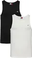 Tommy Jeans TJM XSLIM 2PCK Rib Tank EXT Other T-Shirts Men's, Multi (Ecru/Black), 3XL