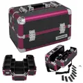 anndora Beauty Case Kosmetikkoffer - Robuster Schminkkoffer, Nähkoffer, Aluminium Make-Up Koffer mit Fächern - Ideal für Reisen und professionelle Anwendungen, abschließbar, Pink Schwarz