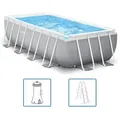 Intex - Frame Swimming Pool Set 'prism Quadra Ii', Grau, 400 X 200 X 100 Cm, Inkl. Kartuschenfilteranlage