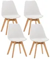 CLP 4er Set Esszimmerstuhl Linares Kunststoff I Stoff I Samt I Cord I Lederoptik I Lehnstuhl Mit Holzgestell, Farbe:weiß, Material:Kunststoff