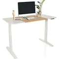 hjh OFFICE Elektrisch höhenverstellbarer Schreibtisch STAND T3 Computertisch höhenverstellbar 73.0 - 118.0 x 140.0 x 70.0 cm - Weiß/Braun/Beige