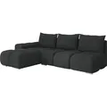 MIRJAN24 Ecksofa Bestii, mit Schlaffunktion und Bettkasten, L-Form Sofa (Velo 636, Ecksofa: Links) - Schwarz