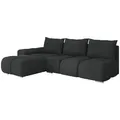 Mirjan24 Ecksofa, Schwarz, Textil, 5-Sitzer, Ottomane links,L-Form, 270x183 cm, Wohnzimmer, Sofas & Couches, Wohnlandschaften, Ecksofas