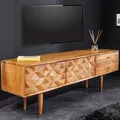 Massivholz TV Lowboard ALPINE 145cm natur Akazie Retro Design honey finish
