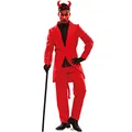 EUROCARNAVALES Teufel Luzifer Kostüm Herren Rot Kostüm Satan Halloween Karneval (M/L)
