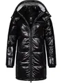 Ragwear Warmer Damen Wintermantel Shiny Steppmantel aus glänzendem Material mit Kapuze Roobie Long YOUMODO Black Gr. XL