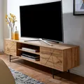 FineBuy Lowboard Holz Eiche-Nachbildung 160x45x40 cm TV-Kommode mit zwei Türen TV-Schrank Hoch Fernsehtisch Fernsehschrank Modern Fernsehkommode Wohnzimmer