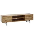 FineBuy Lowboard Holz Eiche-Dekor 160x45x40 cm TV-Kommode mit Zwei Türen, Design TV-Schrank Hoch, Fernsehtisch Fernsehschrank Modern, Fernsehkommode Wohnzimmer Braun