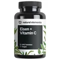 natural elements Eisen + 40mg Vitamin C Acerola – 240 Tabletten – Chelat-Komplex Eisenbisglycinat