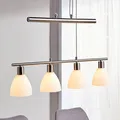 Lampenwelt Esstisch Pendelleuchte Glas Metall, höhenverstellbar, Hängelampe 4-fl