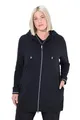 Ulla Popken Damen große Größen Übergrößen Plus Size Sweatjacke, Zierpaspel, Oversized, Kapuze, 2-Wege-Zipper schwarz 46+ 842791100-46+