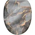 Sanilo Wc-Sitz, Grau, Holzwerkstoff, Grafikmuster, Oval, 37.7x5.5x48 cm, Badezimmer, WC Ausstattung, WC Sitze