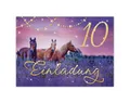 Junapack 12 Einladungskarten zum 10. Kindergeburtstag zehnte Geburtstag Mädchen Pferd Pferde
