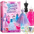 Klever Kits 400+ Stücke Modedesign Mädchen,Fashion Design Basteln Mädchen Nähset Set mit 3 Mannequins,Geschenke Mädchen 8 9 10 11 12+Jahre,Kreativ Set Bastelset für Kinder ab 8+ Jahre