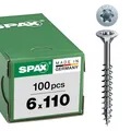 SPAX Schrauben mit T-STAR plus Senkkopf, Teilgewinde, Blank Verzinkt, 6,0 x 110 mm - 100 Stück