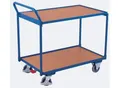 Schäfer Shop Select Tischwagen, leicht, Stahl/MDF-Platte, Enzianblau/Buche-Dekor, 2 Etagen, L 985 x B 605 mm, TPE-Rollen mit EasySTOP, bis 250 kg