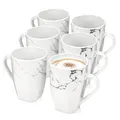 SÄNGER | Kaffeetassen Set Bilgola Marmor 6 tlg, Kaffeebecher Porzellan für 6 Personen, Kaffeetassen & Becher spülmaschinenfest Tassen Set für Kaffee & Tee, 350 ml | PREMIUM COLLECTION