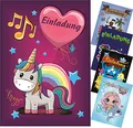 CMC imports 6 er Set Kinder Geburtstag Einladungskarten für Jungen & Mädchen verschiedene Motive Einladung Kindergeburtstag!(Einhorn)