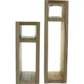 2x Windlichtsäule Wood Holz & Glas 30+40cm - Braun