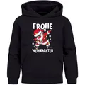 MoonWorks® Kinder Hoodie Weihnachtspullover Jungen Mädchen Dabbing Santa Weihnachtsoutfit Kinder Schwarz 128