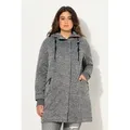 Ulla Popken Sommerjacke Strickfleece-Jacke Kapuze 2-Wege-Zipper grau 46/48