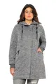 Ulla Popken Damen große Größen Übergrößen Plus Size Strickfleece-Jacke, Kapuze, 2-Wege-Zipper grau Melange 46+ 831604123-46+